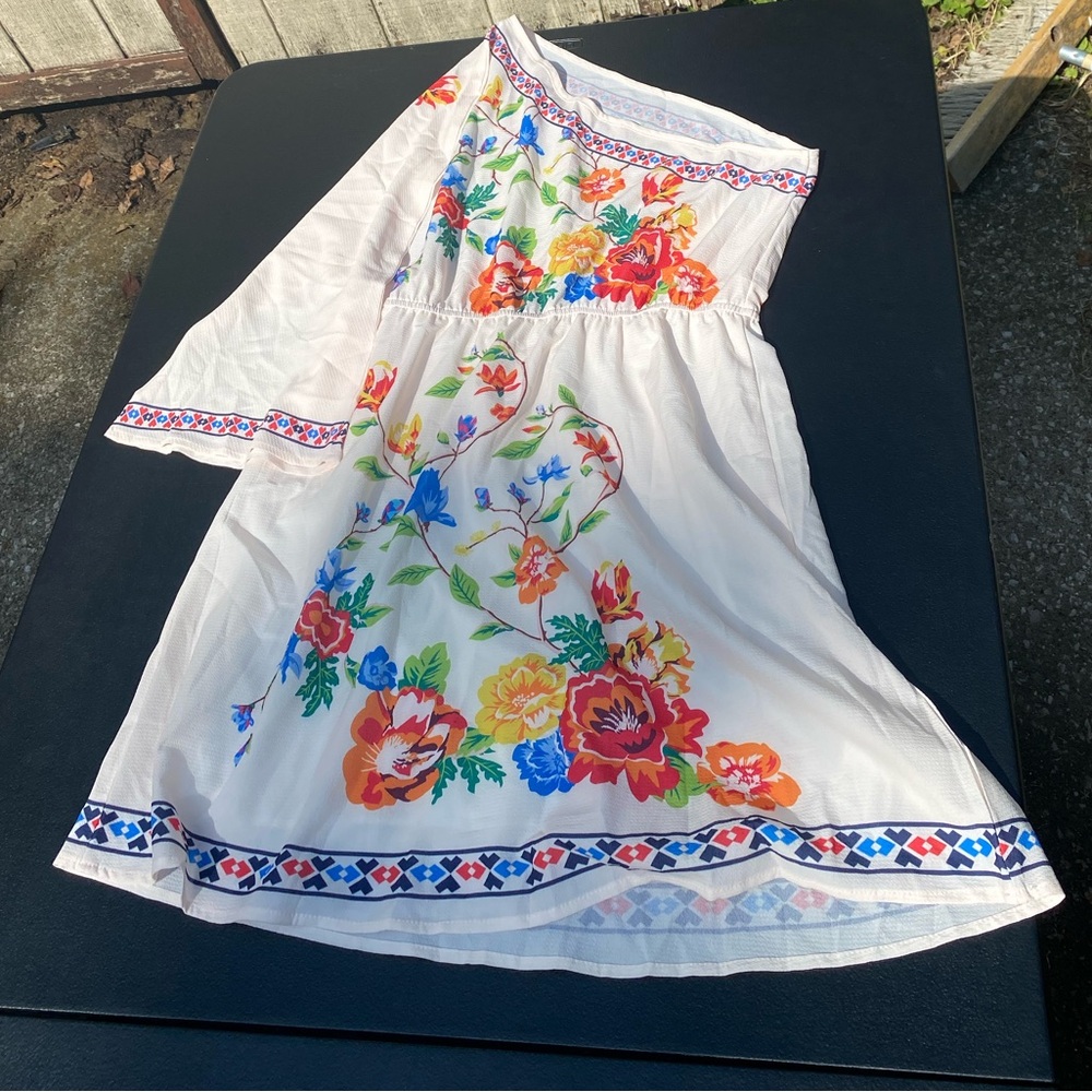 SHEIN Floral Patterened White Dress